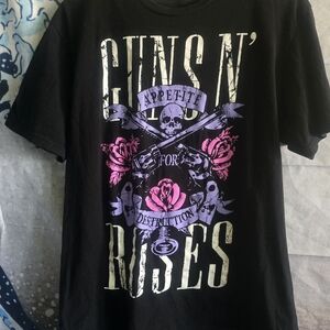 Hot Topic Black Guns N' Roses Tee with Pink Accents